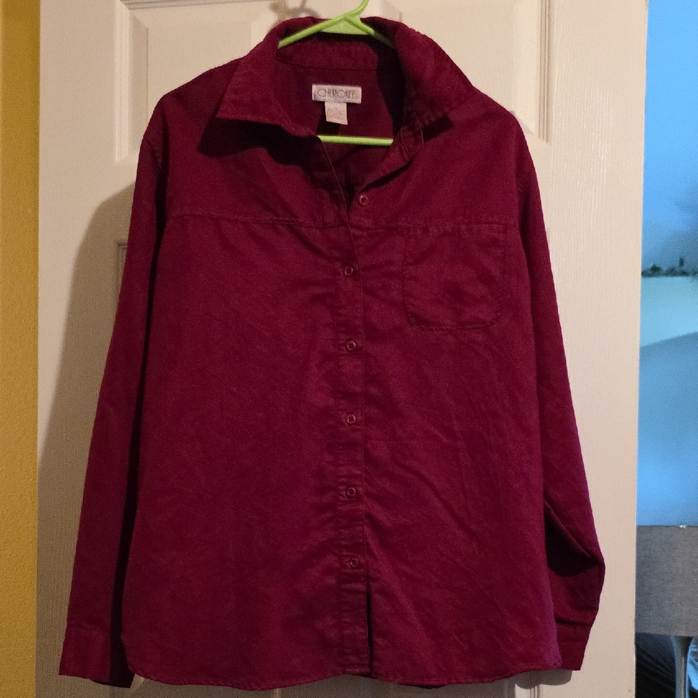 Cherokee Button-Down Shirt in Wine Red